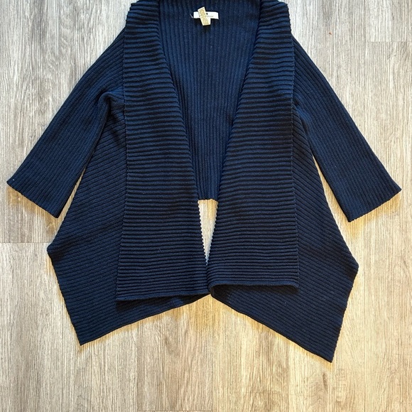 Banana Republic Navy Draped Cardigan Sweater. 100% Organic Cotton. - Picture 2 of 6